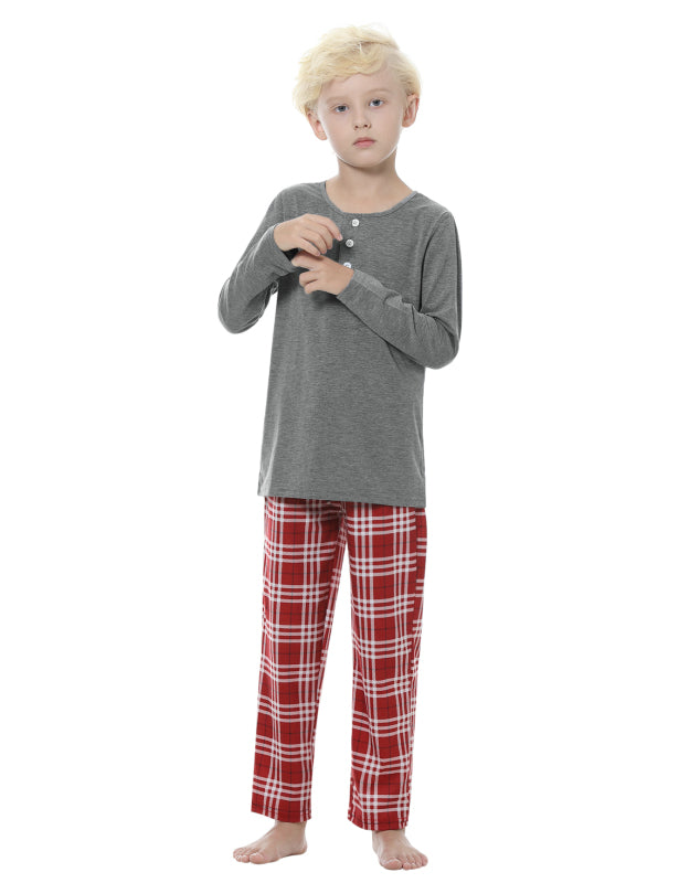 Boy's Open Door Button Cotton Pajama Set