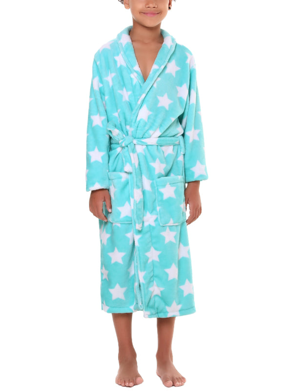 Children'S Lapel Star Flannel Nightgown