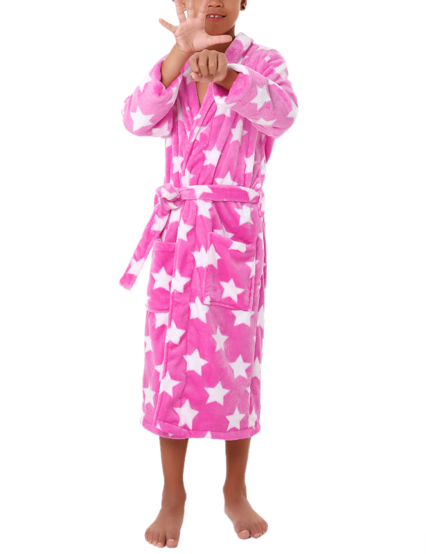 Children'S Lapel Star Flannel Nightgown