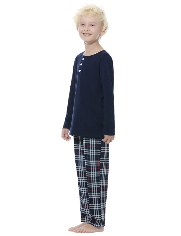 Boy's Open Door Button Cotton Pajama Set