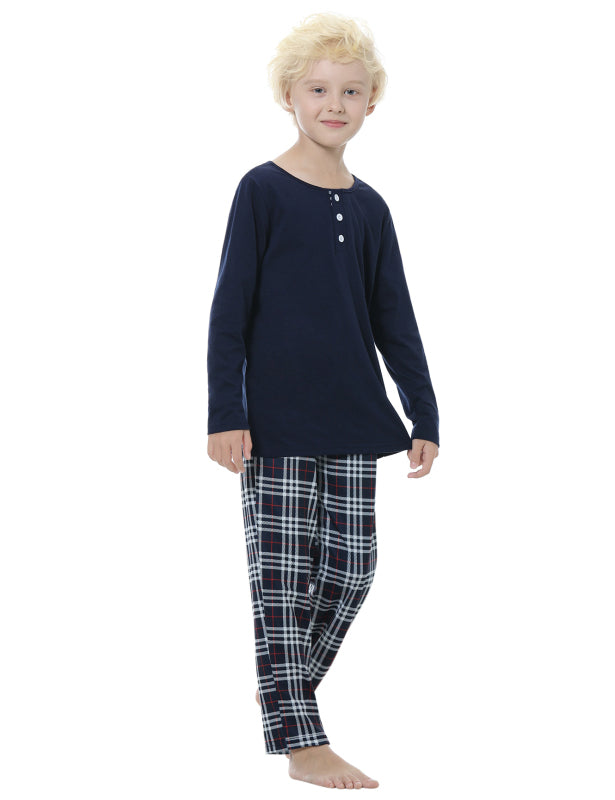 Boy's Open Door Button Cotton Pajama Set