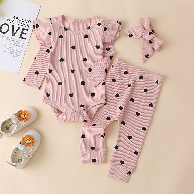 Long Sleeve Romper 3-piece Set - BabyOlivia