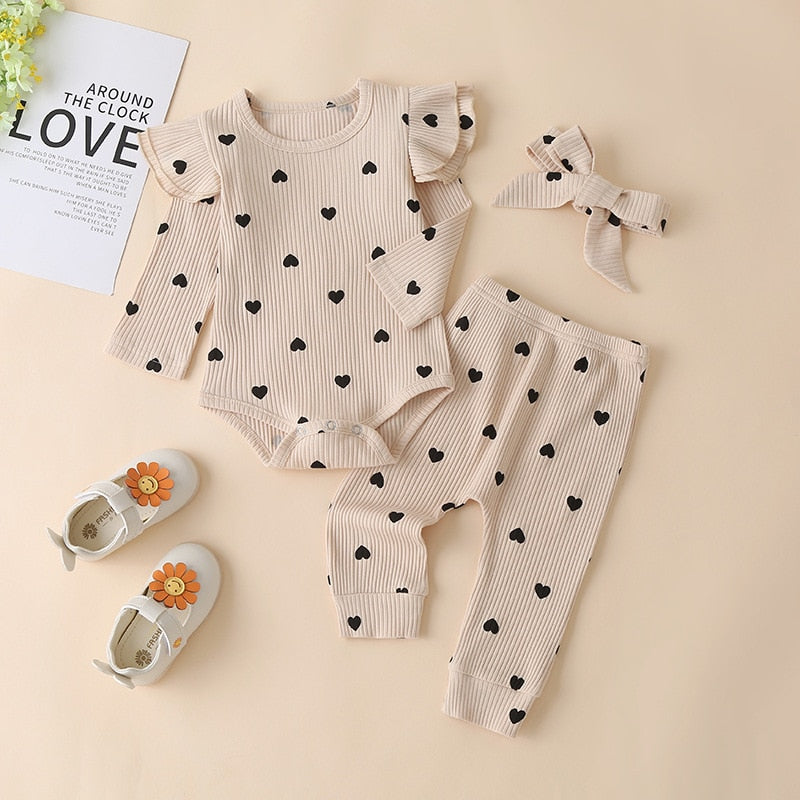 Long Sleeve Romper 3-piece Set - BabyOlivia