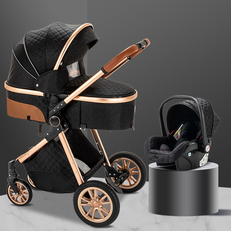 Luxury Baby Stroller 3 in 1 Easy Folding Multifunctional