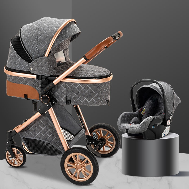 Luxury Baby Stroller 3 in 1 Easy Folding Multifunctional