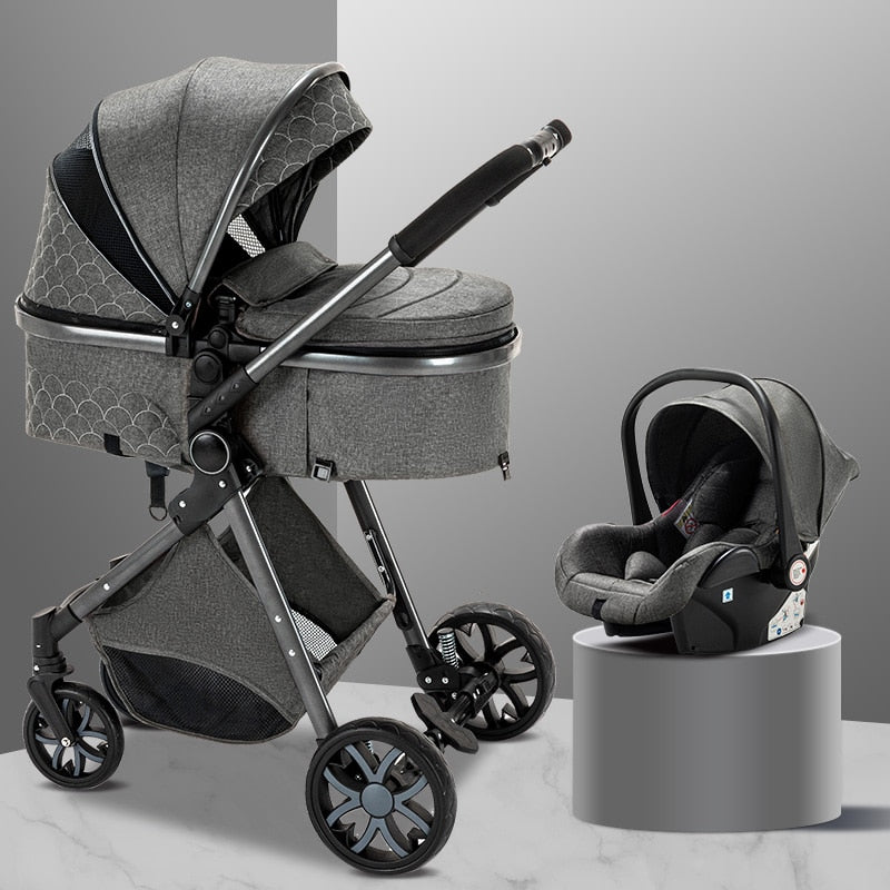 Luxury Baby Stroller 3 in 1 Easy Folding Multifunctional