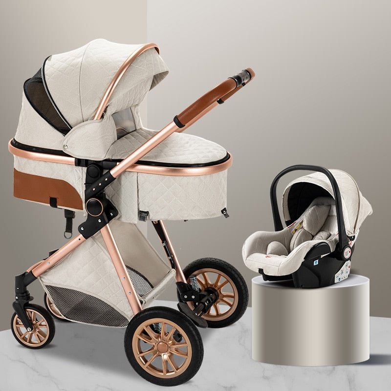 Luxury Baby Stroller 3 in 1 Easy Folding Multifunctional