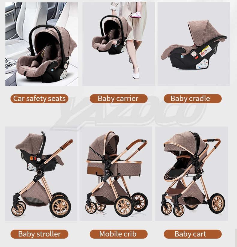 Luxury Baby Stroller 3 in 1 Easy Folding Multifunctional