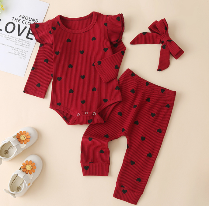 Long Sleeve Romper 3-piece Set - BabyOlivia