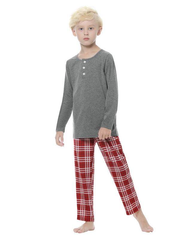 Boy's Open Door Button Cotton Pajama Set