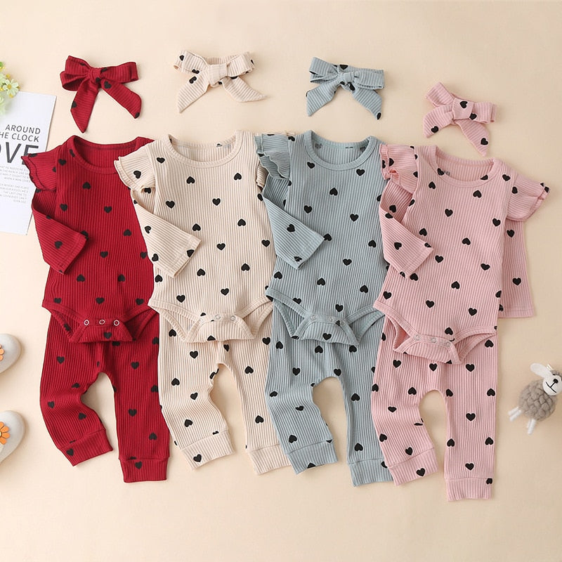 Long Sleeve Romper 3-piece Set - BabyOlivia