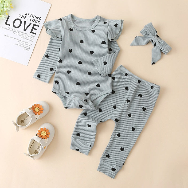 Long Sleeve Romper 3-piece Set - BabyOlivia