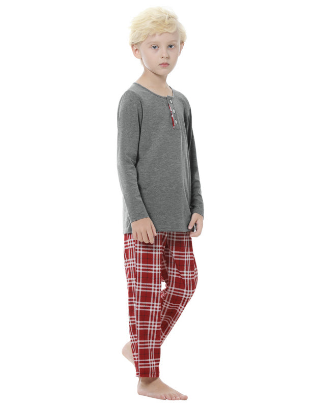 Boy's Open Door Button Cotton Pajama Set