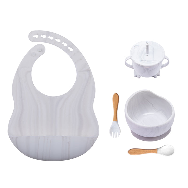 5Pcs / 1 Set Silicone Baby Feeding Bowl Tableware