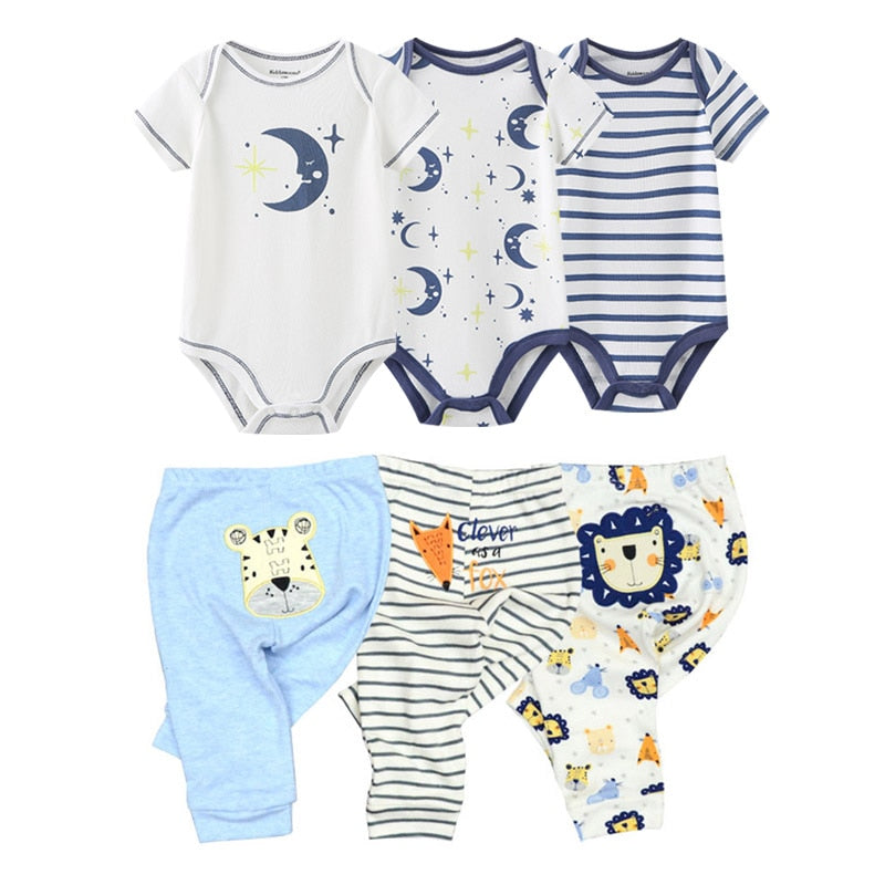 6/9/10 Pcs Baby Romper & Pants Set 3M-12M