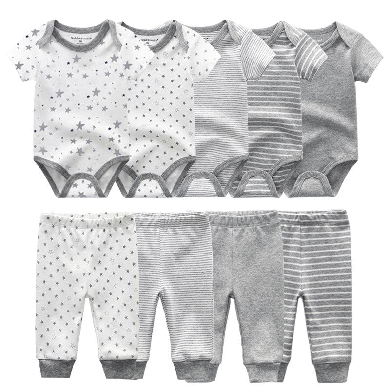 6/9/10 Pcs Baby Romper & Pants Set 3M-12M