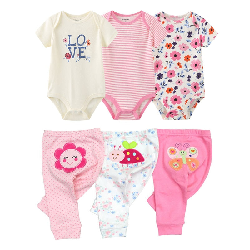 6/9/10 Pcs Baby Romper & Pants Set 3M-12M