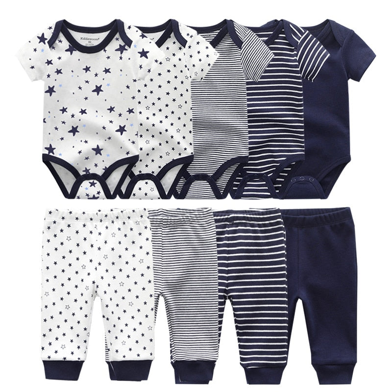 6/9/10 Pcs Baby Romper & Pants Set 3M-12M