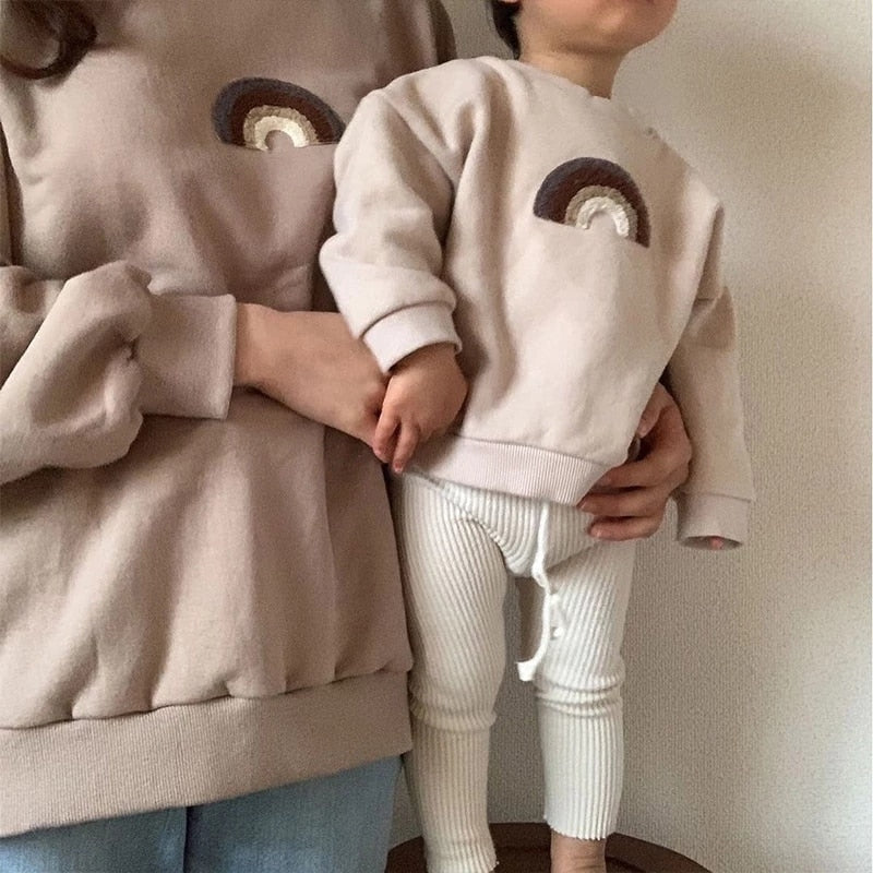 Family Outfit Rainbow Hoodies Mother And Daughter