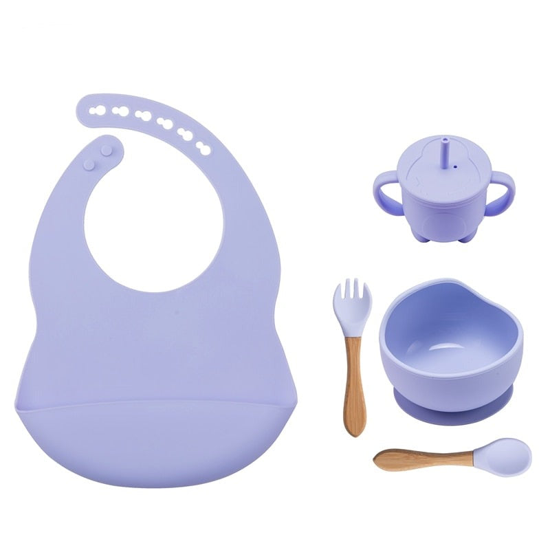 5Pcs / 1 Set Silicone Baby Feeding Bowl Tableware