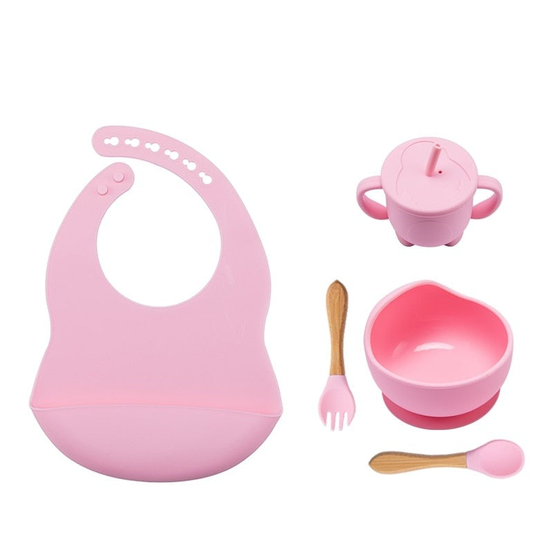 5Pcs / 1 Set Silicone Baby Feeding Bowl Tableware