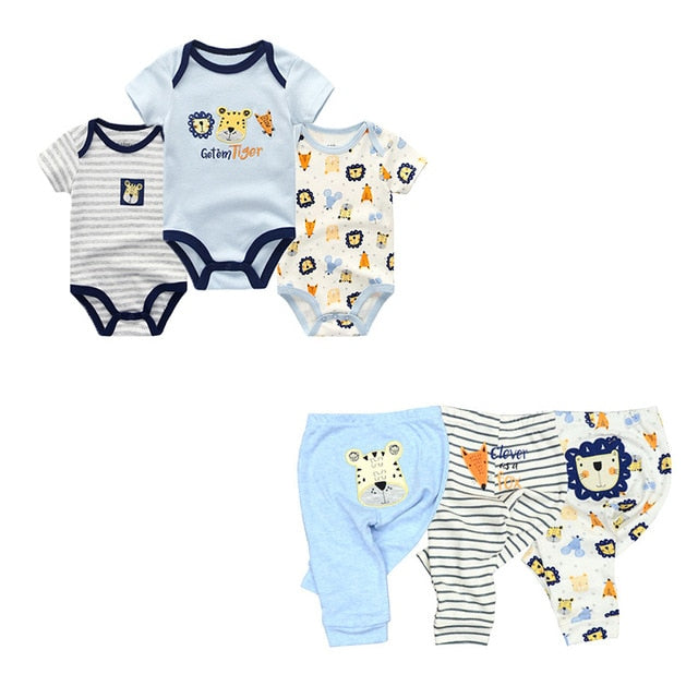 6/9/10 Pcs Baby Romper & Pants Set 3M-12M