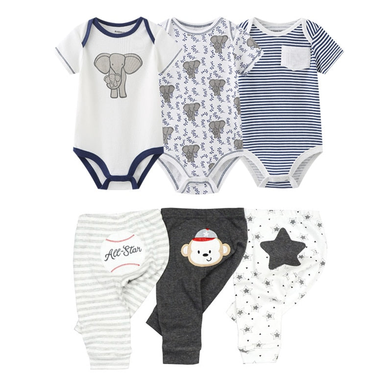 6/9/10 Pcs Baby Romper & Pants Set 3M-12M