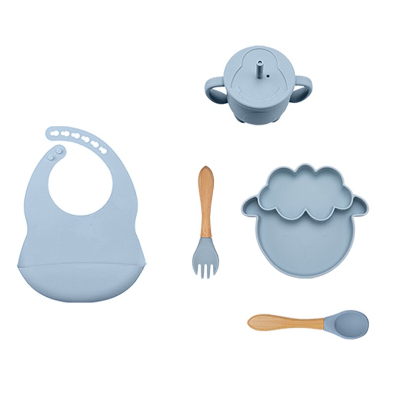 5Pcs / 1 Set Silicone Baby Feeding Bowl Tableware