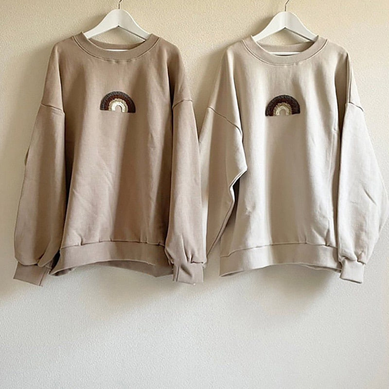 Family Outfit Rainbow Hoodies Mother And Daughter
