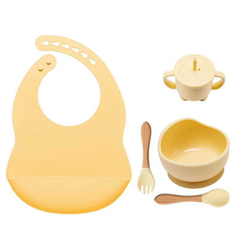 5Pcs / 1 Set Silicone Baby Feeding Bowl Tableware