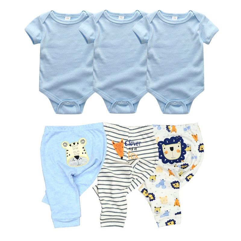 6/9/10 Pcs Baby Romper & Pants Set 3M-12M