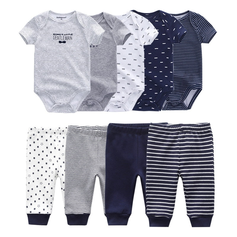 6/9/10 Pcs Baby Romper & Pants Set 3M-12M