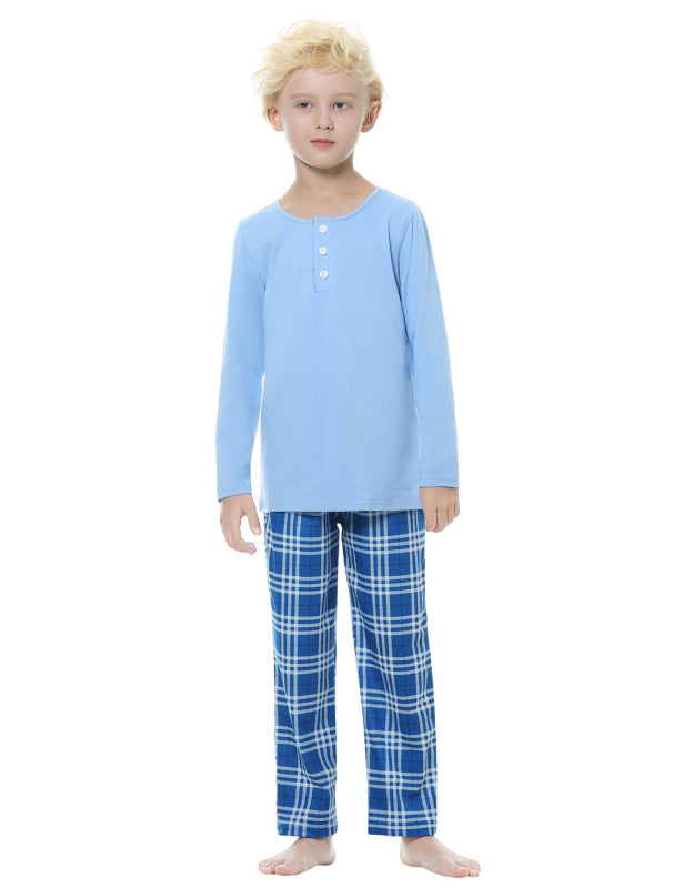 Boy's Open Door Button Cotton Pajama Set