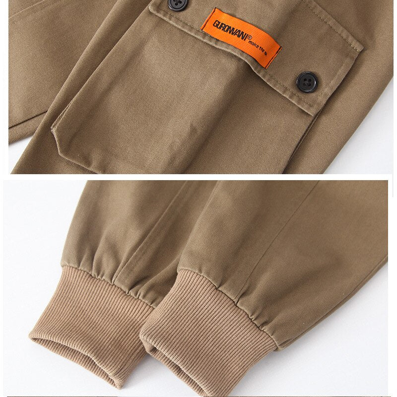 Kids Cargo Pants Boys Girls Casual Multi Pockets