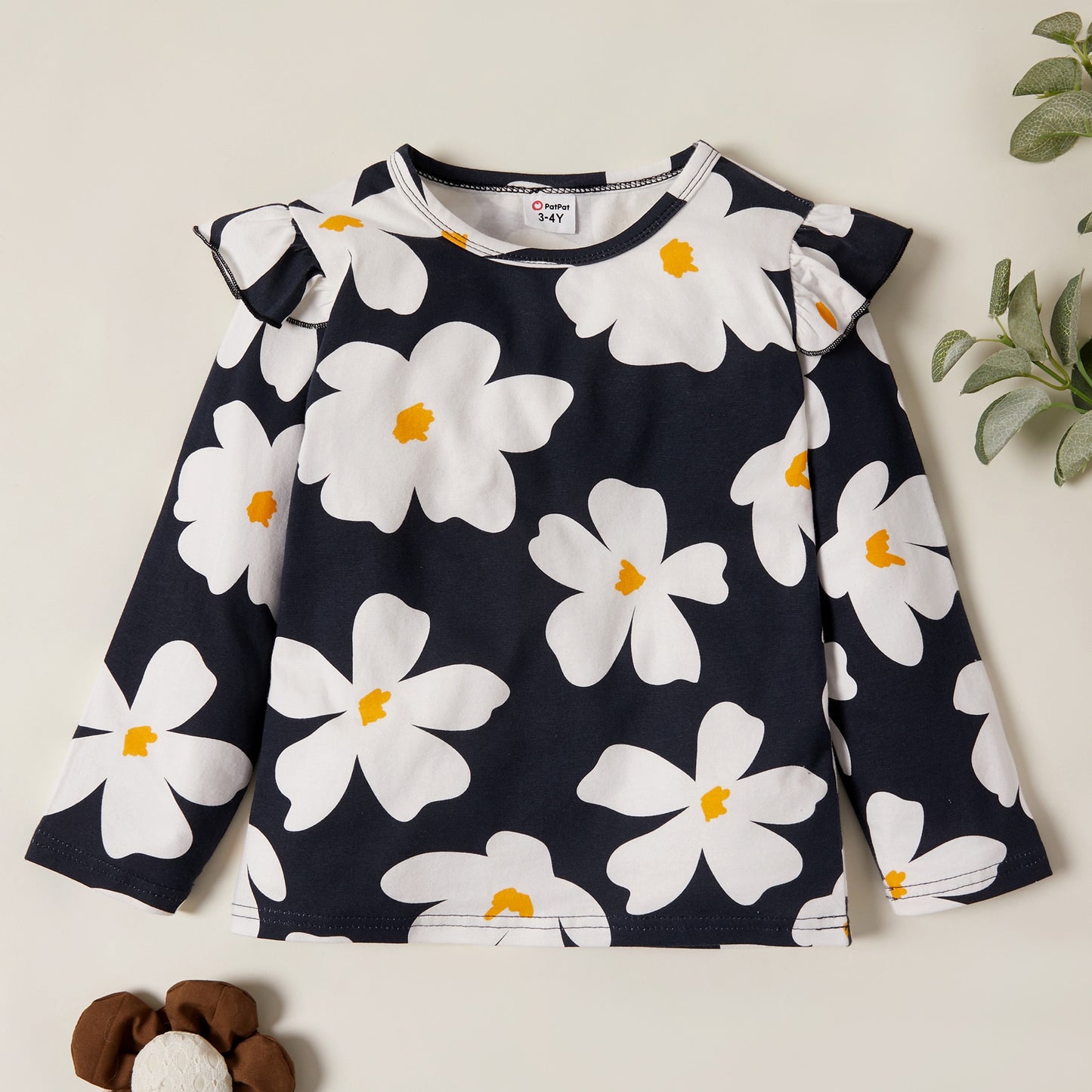 3-pack T-shirt Floral & Dots 3-6Y