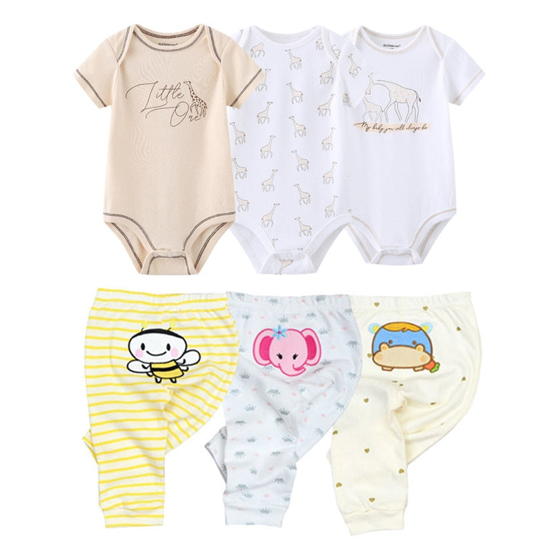 6/9/10 Pcs Baby Romper & Pants Set 3M-12M