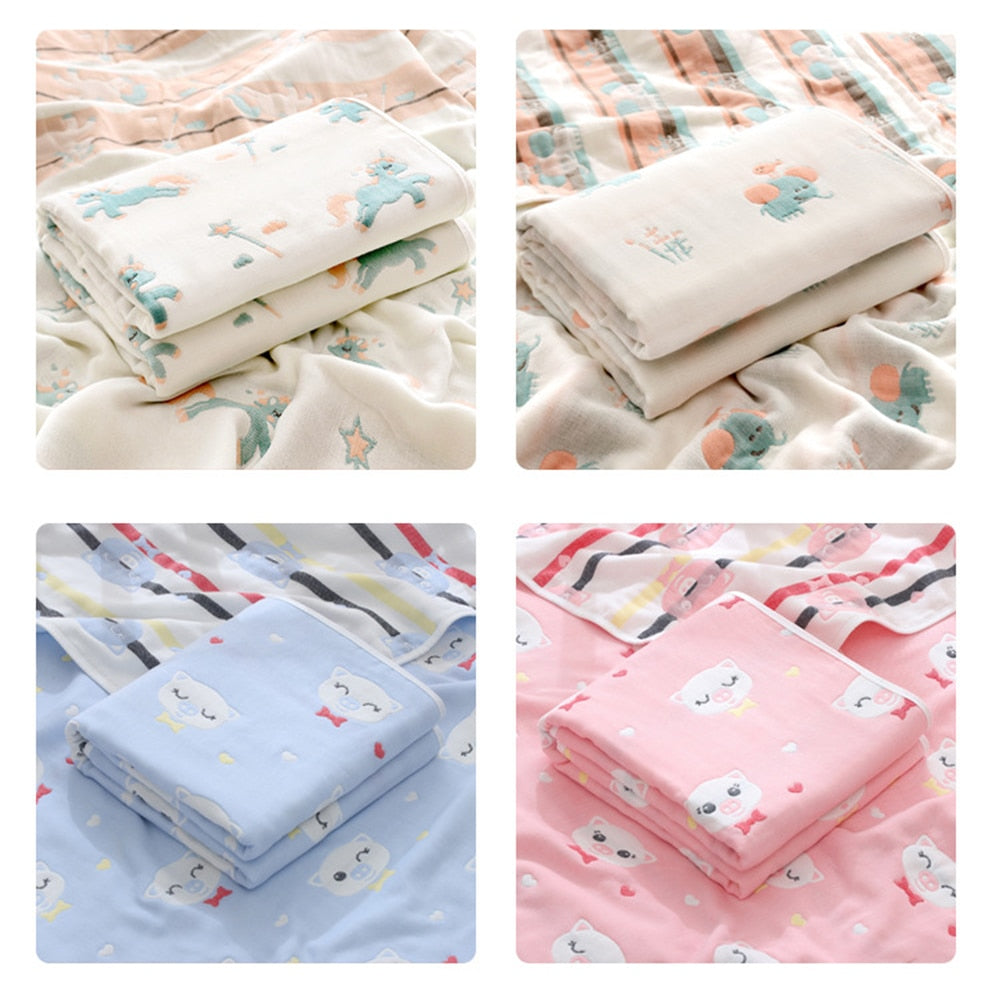 6 Layers Muslin Cotton Newborn Bath Towel Multi Use