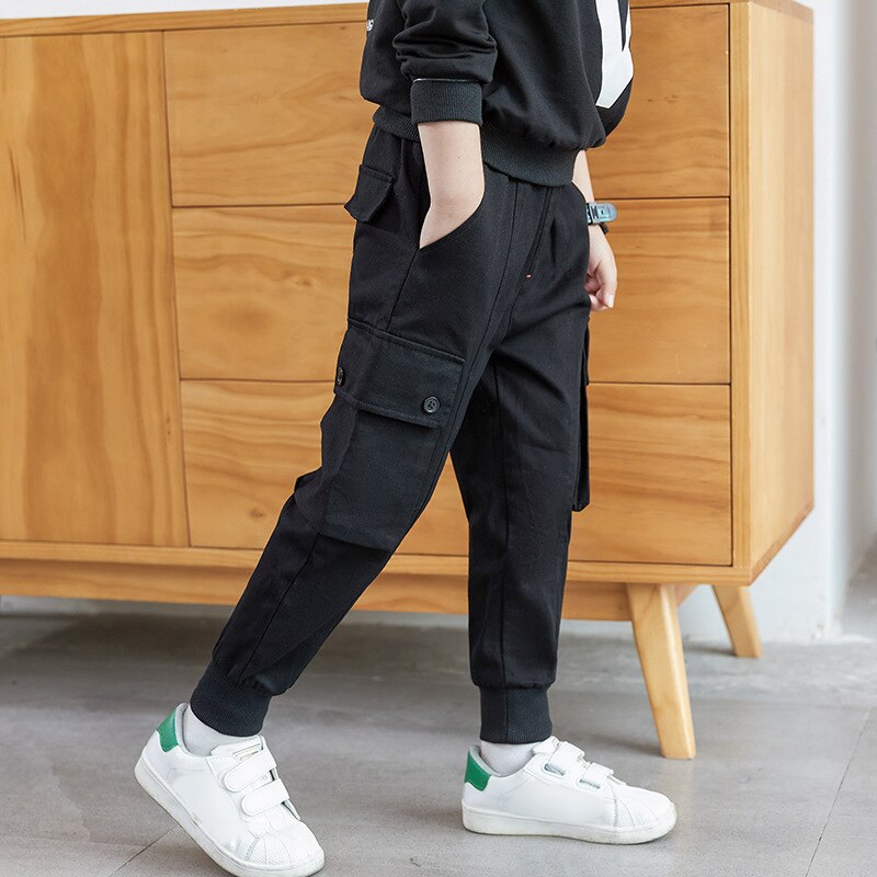 Kids Cargo Pants Boys Girls Casual Multi Pockets