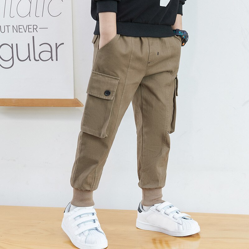 Kids Cargo Pants Boys Girls Casual Multi Pockets