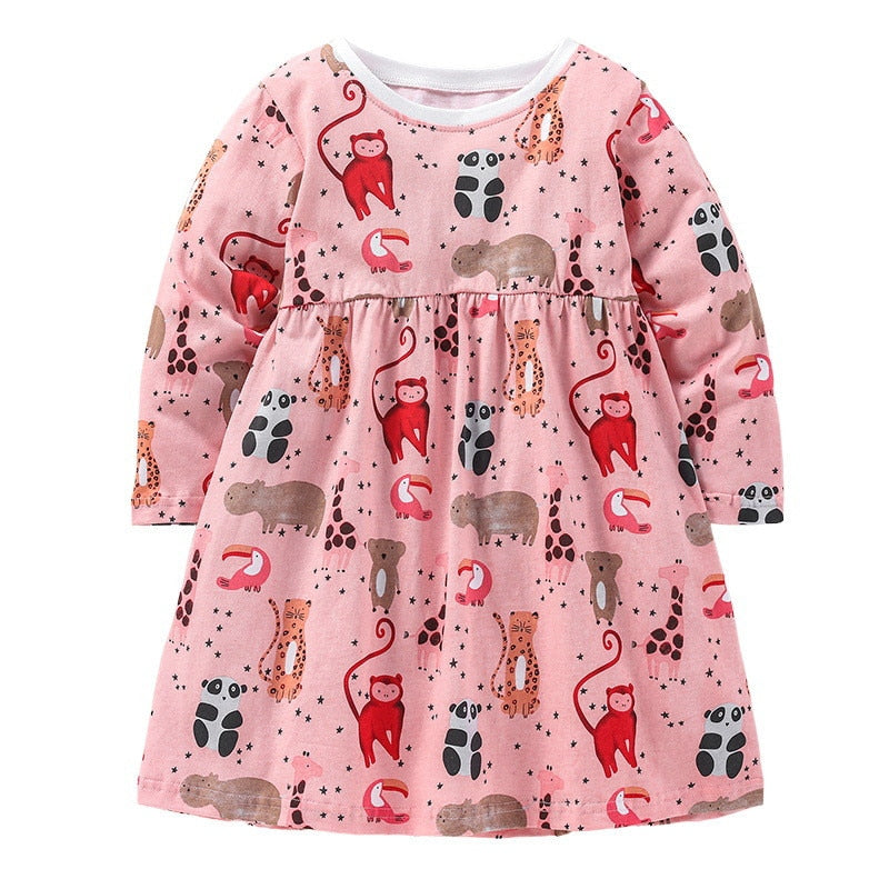 Girls Dresses With Animals Embroidery