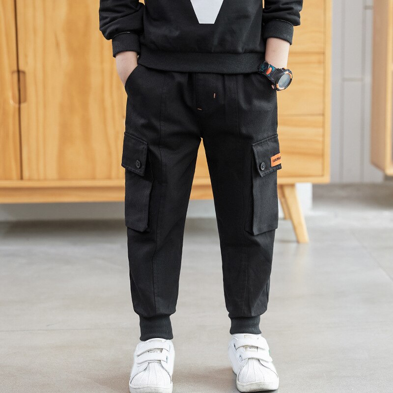 Kids Cargo Pants Boys Girls Casual Multi Pockets