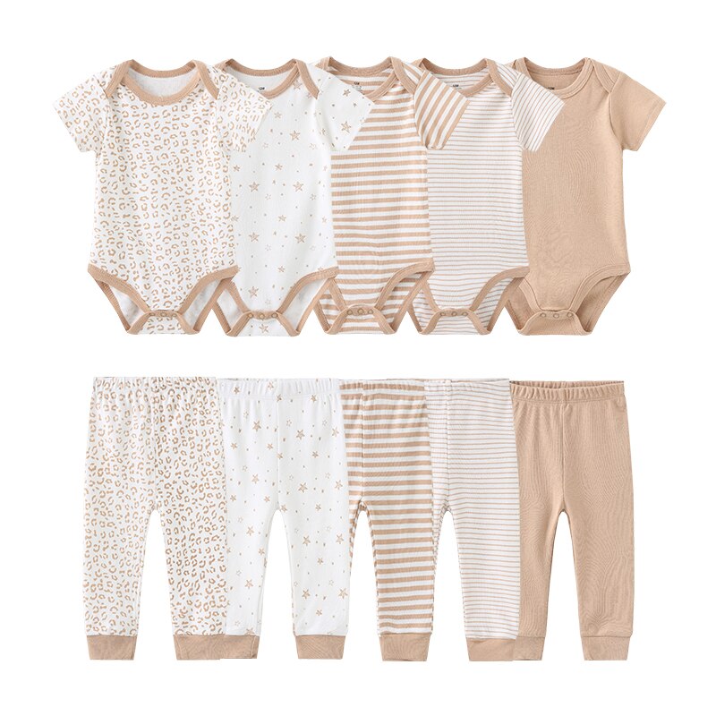 6/9/10 Pcs Baby Romper & Pants Set 3M-12M