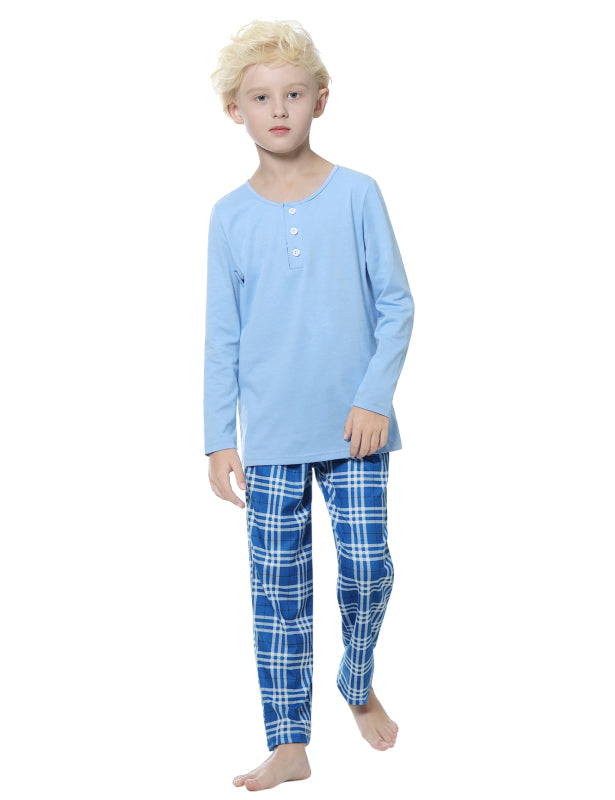 Boy's Open Door Button Cotton Pajama Set