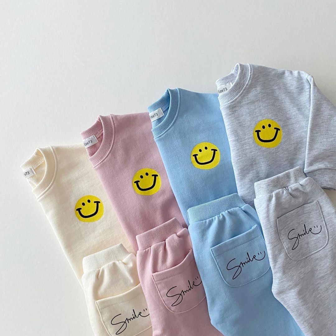 Cute Smiley Sweatshirt + Jogger Pants