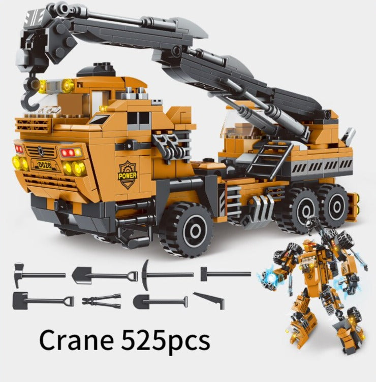 525PCS City 2-in-1 Engineering Transformation Robot Building Blocks