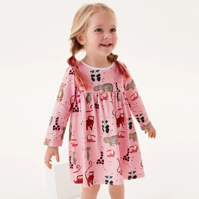 Girls Dresses With Animals Embroidery