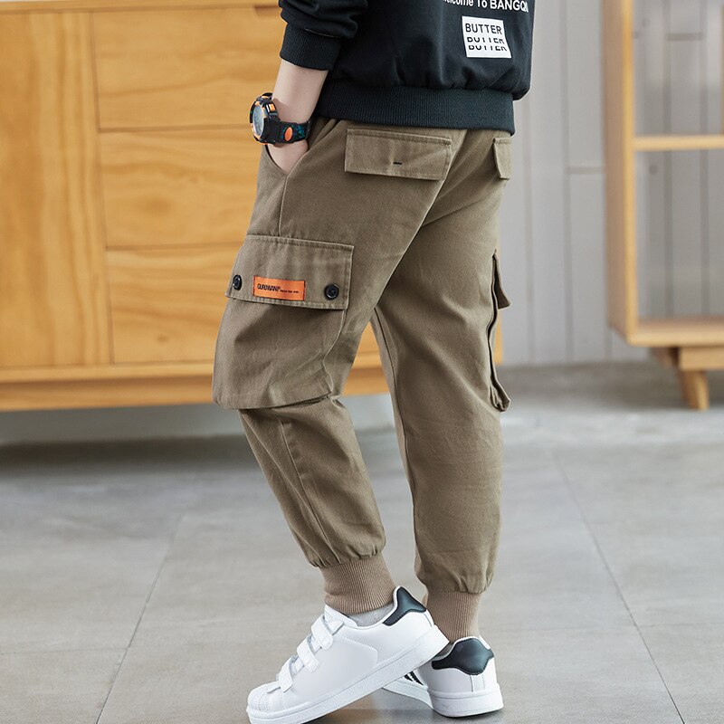 Kids Cargo Pants Boys Girls Casual Multi Pockets