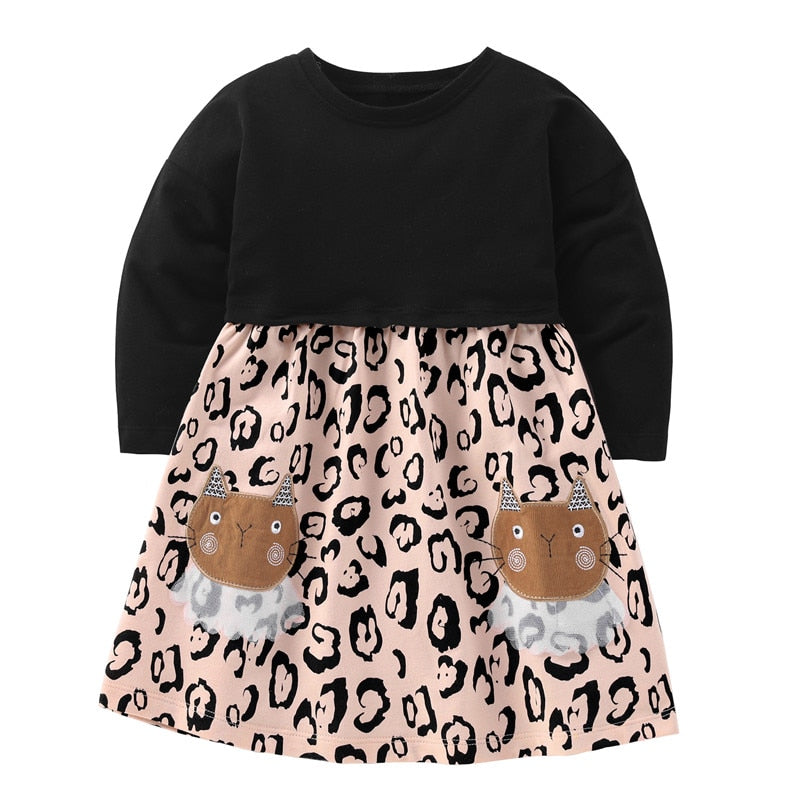 Girls Dresses With Animals Embroidery