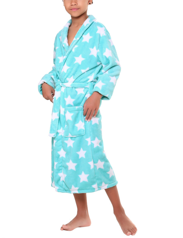 Children'S Lapel Star Flannel Nightgown