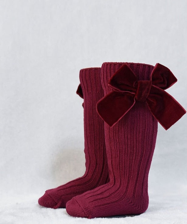 Girl’s Velvet Bow Socks